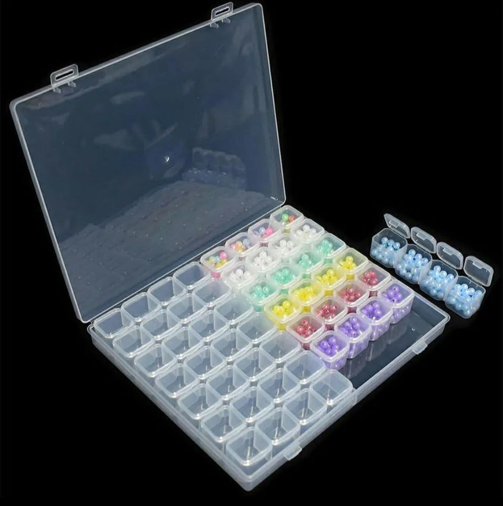 Downtown Clear Plastic Storage Box with 64 Compartments, Multi-Grid Organizer for Jewelry, Beads, Small Parts, and Craft Supplies