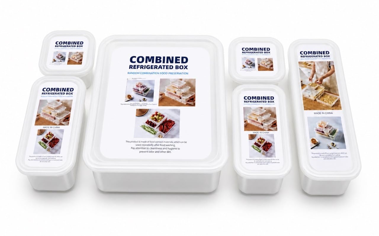 Downtown 6-Piece Airtight Food Storage Containers Set, Stackable Fridge Organizer Boxes for Kitchen Pantry Storage, Clear