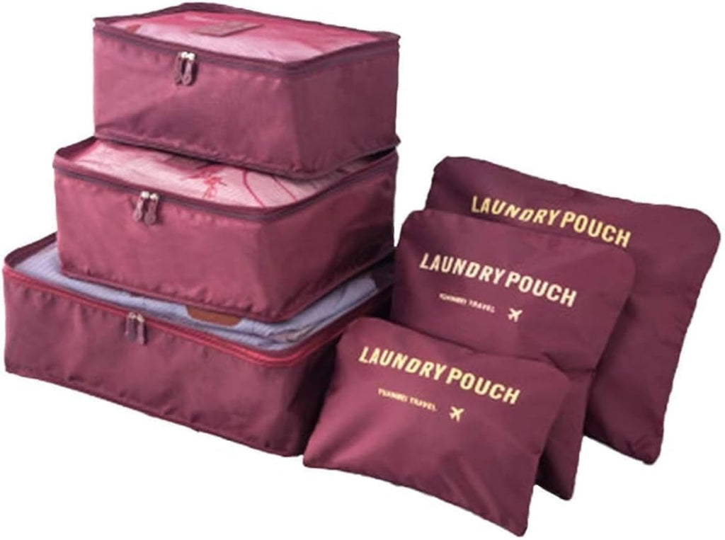 Downtown 6pcs Packing Luggage Bags Organizers, Travel Luggage Packing Organizers Set with Toiletry dark red 6pcs Luggage Organizer Travel Luggage Packing Organizers Set with Toiletry Bag Maroon
