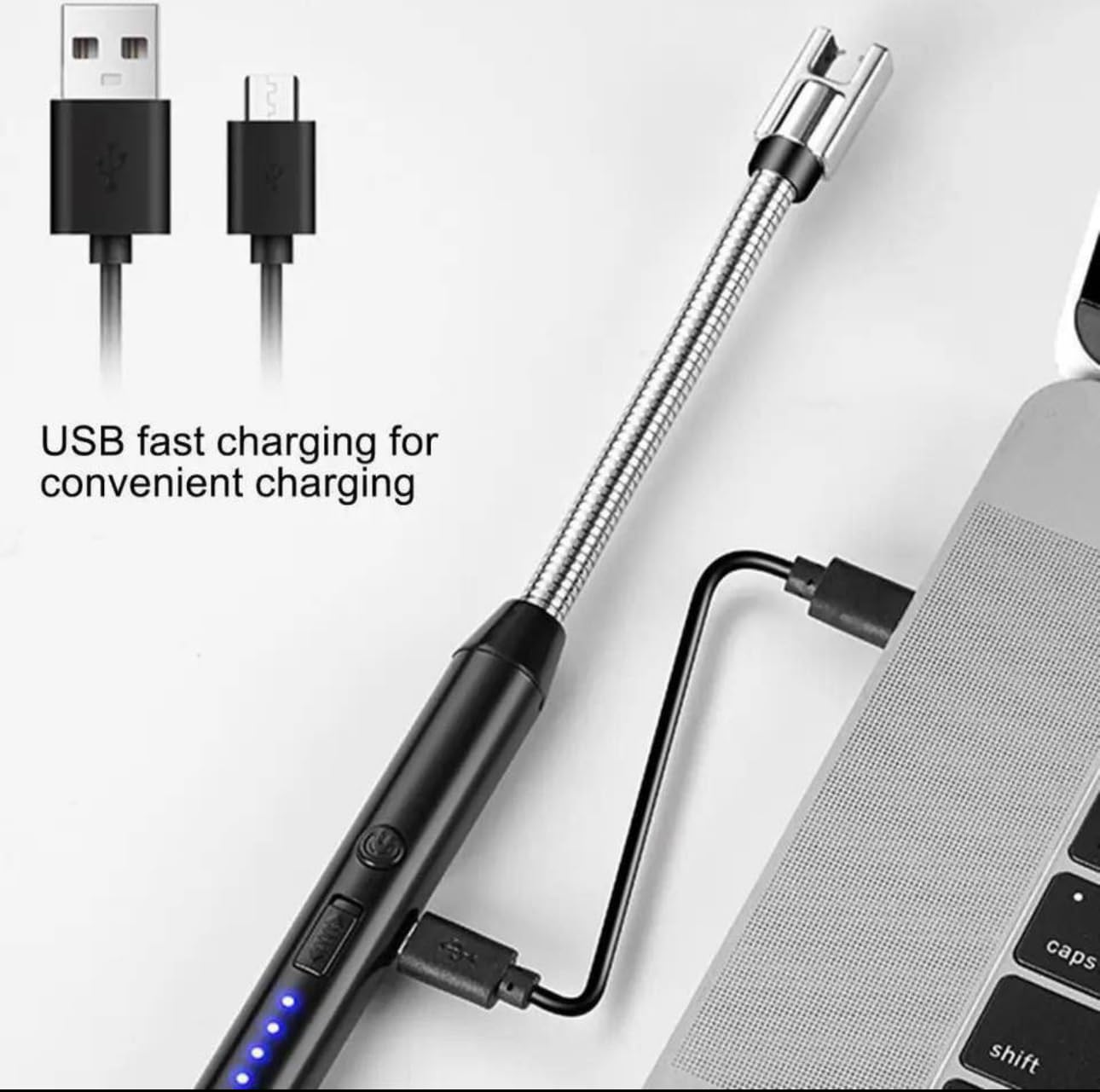 Downtown Electric Arc Lighter for Kitchen, USB Rechargeable Plasma Lighter with Long Flexible Neck, Windproof Flameless Lighter for Gas Stove BBQ Candles and Camping Use