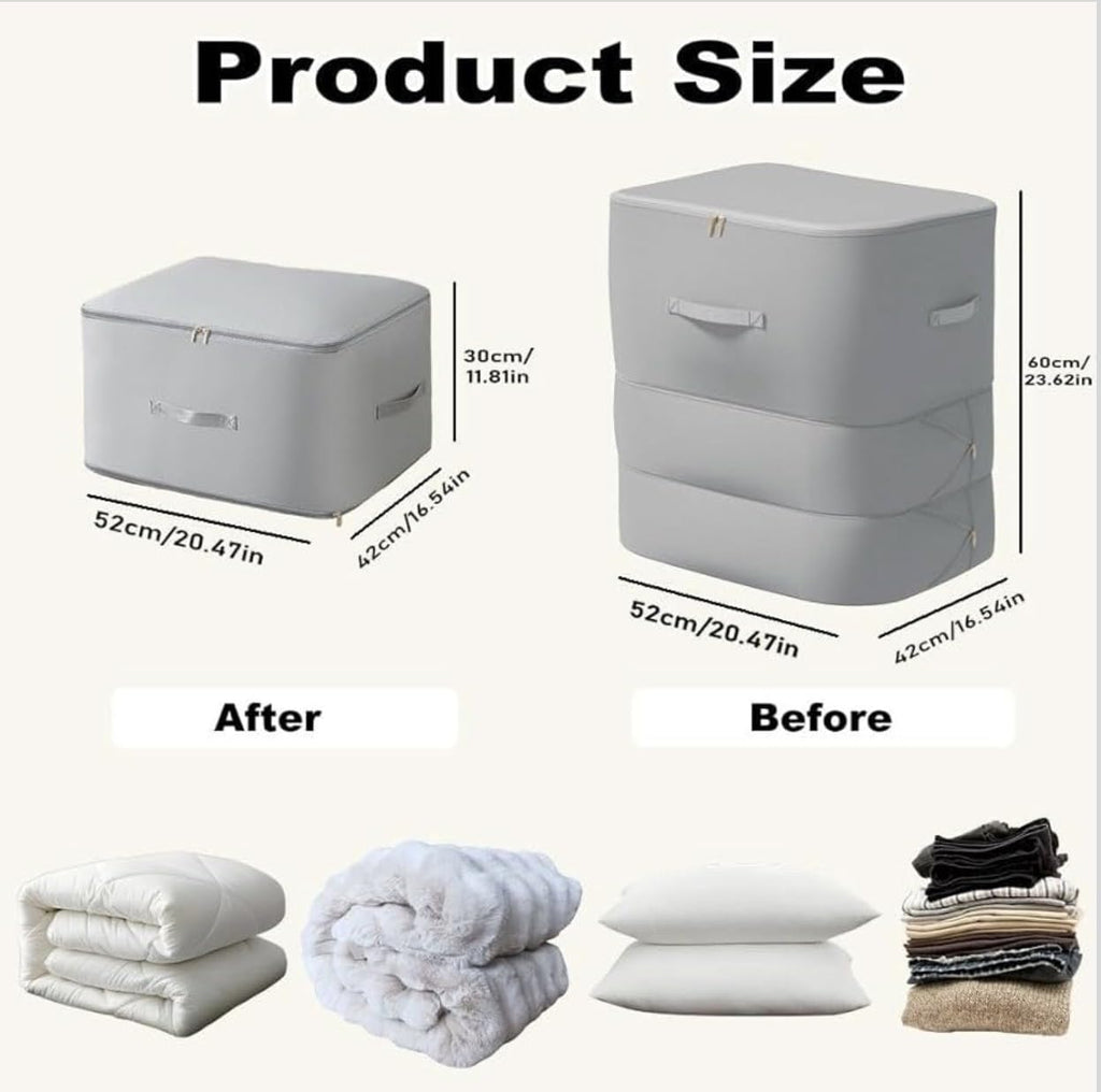 Downtown Compression Storage Organizer Box with Zipper Foldable Clothes Storage Bag for Wardrobe Bedding Blanket Organizer