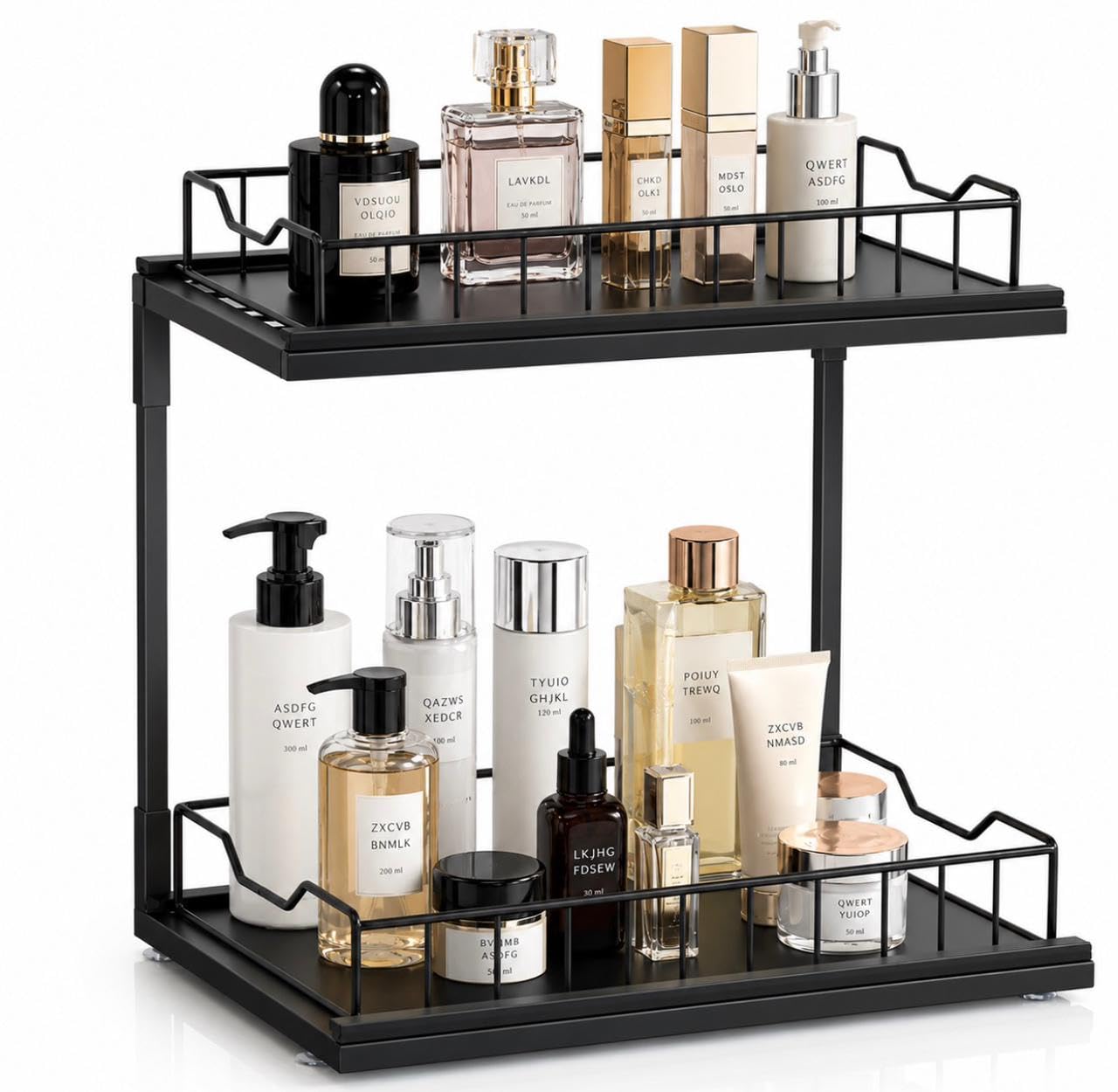 Downtown 2 Tier Under Sink Organizer Rack, Storage Shelf for Bathroom Kitchen Cabinet Cleaning Supplies Toiletries and Household Items