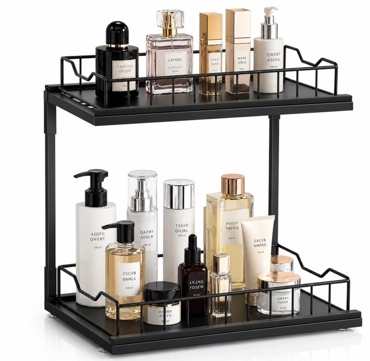 Downtown 2 Tier Under Sink Organizer Rack, Storage Shelf for Bathroom Kitchen Cabinet Cleaning Supplies Toiletries and Household Items
