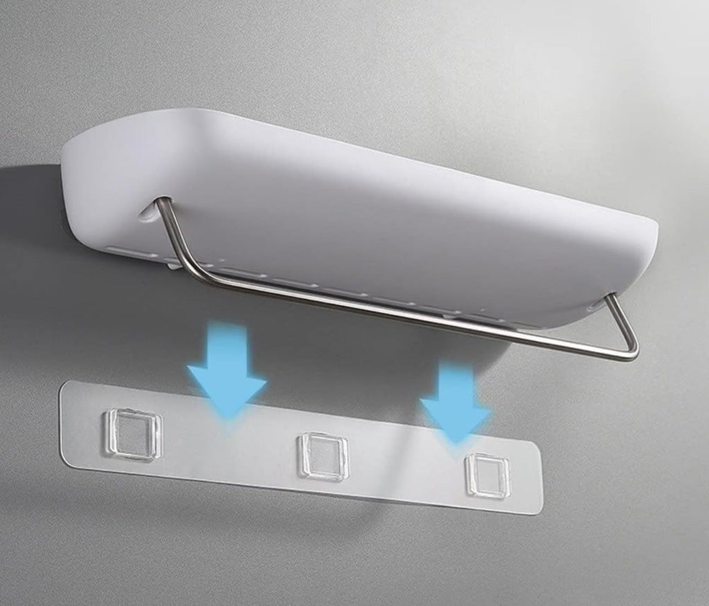 Downtown Wall Mounted Bathroom Shelf, Shower Caddy and Kitchen Rack with Towel Bar