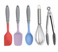 Downtown Mini Silicone Kitchen Utensil Set Compact Heat Resistant Cooking Tools with Stainless Steel Handles Small Non Stick Utensils Set for Kitchen Baking Mixing Durable Easy Storage