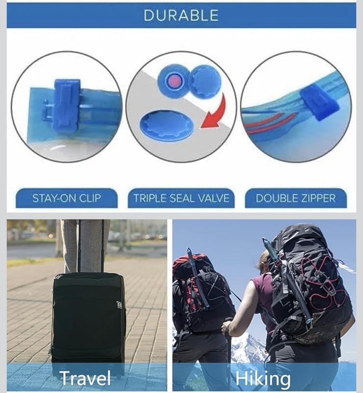 Downtown Vacuum Storage Bags Set Heavy Duty Space Saving Compression Bags for Clothes and Bedding with Manual Hand Pump Mixed Sizes