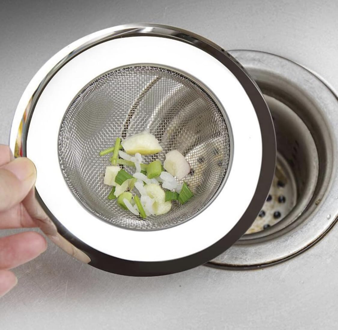 Downtown Stainless Steel Sink Drain Strainer, Kitchen Sink Filter with Fine Mesh Basket, Anti-Clog Hair and Food Catcher for Sink Bathroom Shower and Drain Use