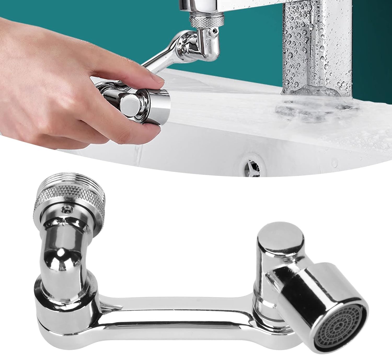 Downtown Sink Arm Faucet Extender, Easy Installation Tap Extension, Flexible Water Outlet Attachment for Kitchen Bathroom Sink Washing and Daily Cleaning Use