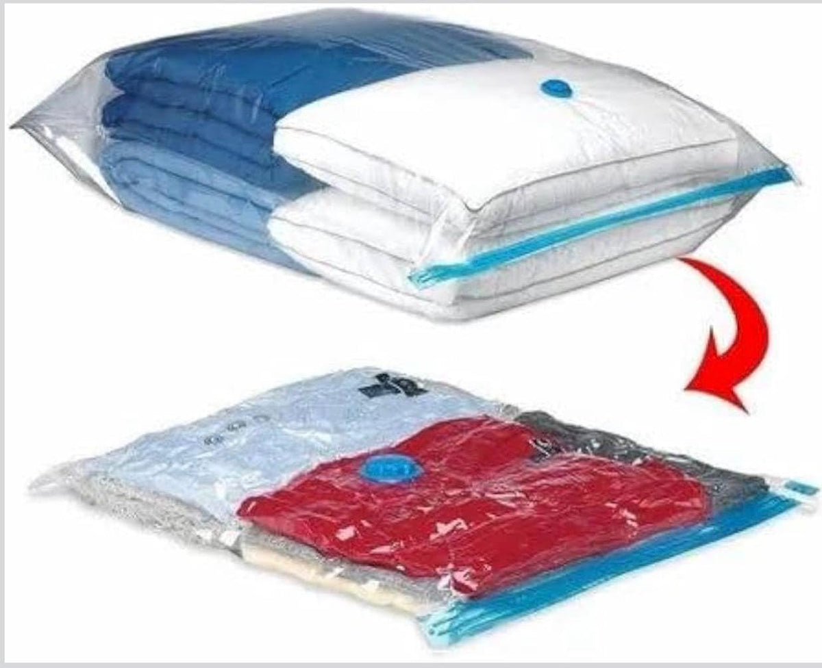 Downtown Vacuum Storage Bags Set Heavy Duty Space Saving Compression Bags for Clothes and Bedding with Manual Hand Pump Mixed Sizes
