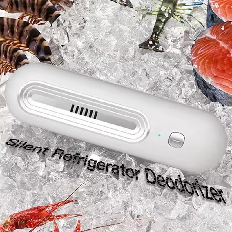 Downtown USB Refrigerator Deodorizer, White Electronic Air Purification Device, Silent Fridge Odor Eliminator with 10-Minute Working Cycles for Refrigerator and Freezer Use