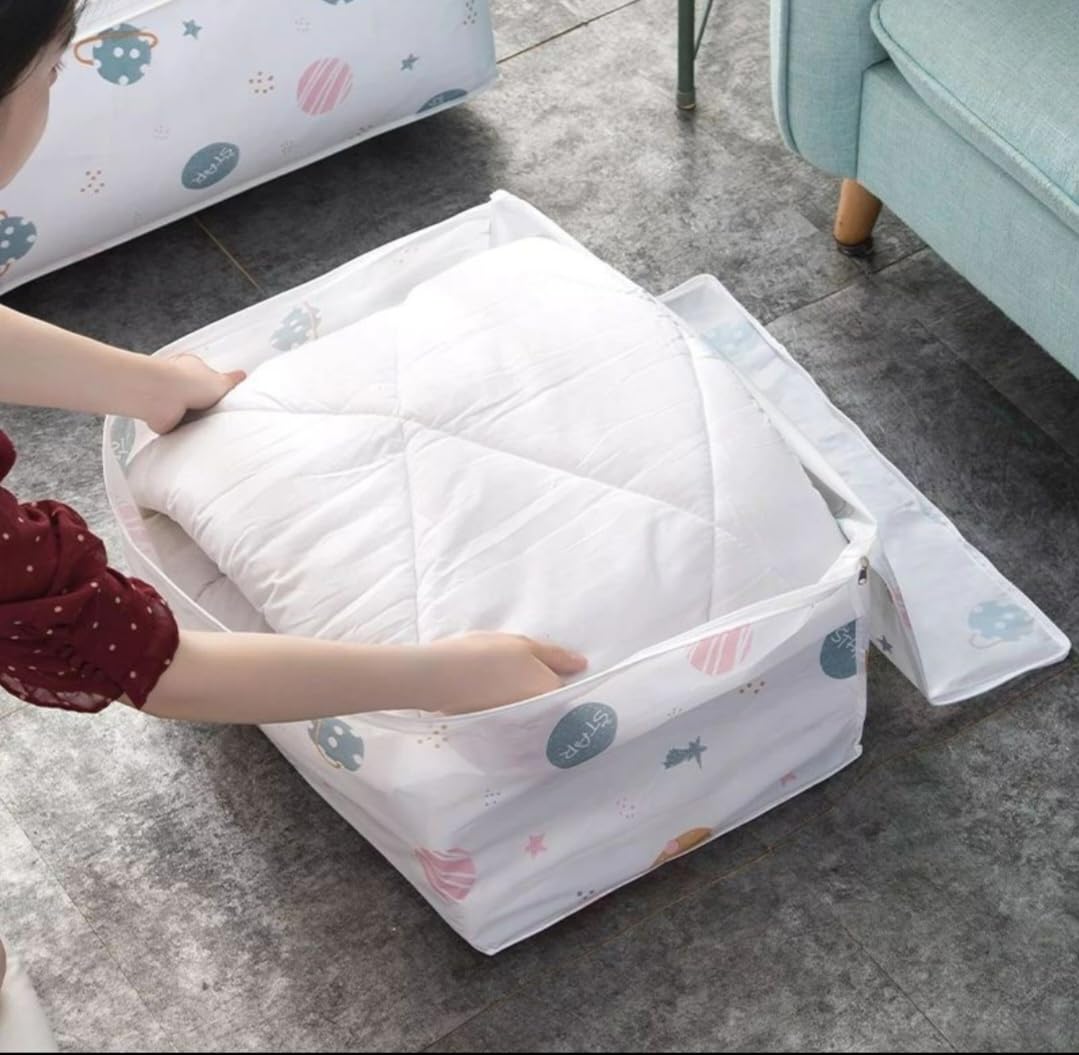 Downtown Large Capacity Foldable Storage Bag with Clear Window, Waterproof Clothes Organizer, White with Watermelon Print, Under Bed Storage Container for Home Organization