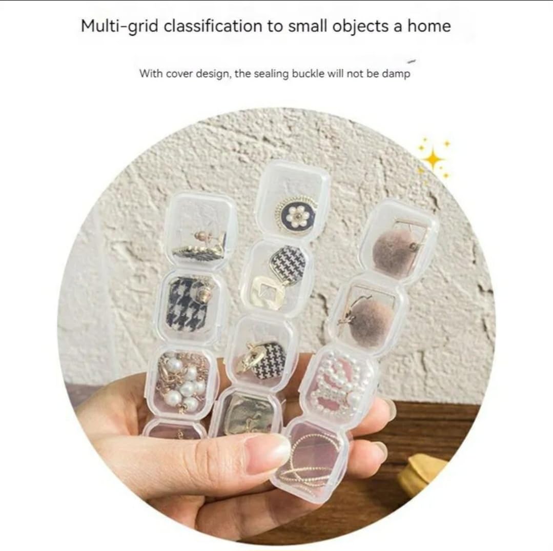 Downtown Clear Plastic Storage Box with 64 Compartments, Multi-Grid Organizer for Jewelry, Beads, Small Parts, and Craft Supplies