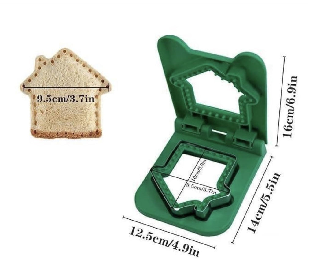 Downtown House Shape Sandwich Cutter and Sealer, Foldable Bread Press Mold, DIY Uncrustable Sandwich Maker for Kids Lunch Crust Removal and Edge Sealing, Yellow