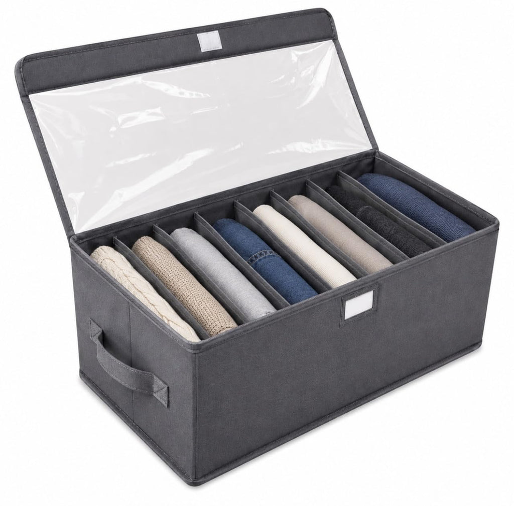 Downtown Foldable Fabric Storage Organizer Box with Handles, Closet Shelf Storage Bin, Lightweight Container for Clothes, Toys and Home Organization