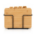 Downtown Bamboo Cutting Board Set, 4 Pieces with Metal Stand