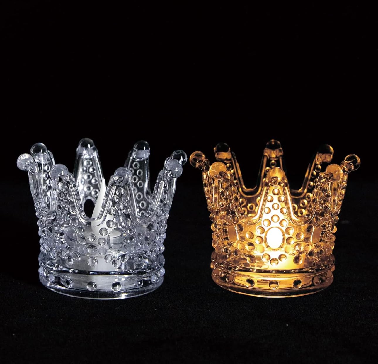Downtown Decorative Crown Glass Candle Holder, Crystal Tea Light Holder, Clear Elegant Candle Stand for Home Table Wedding Party Living Room and Bedroom Decor