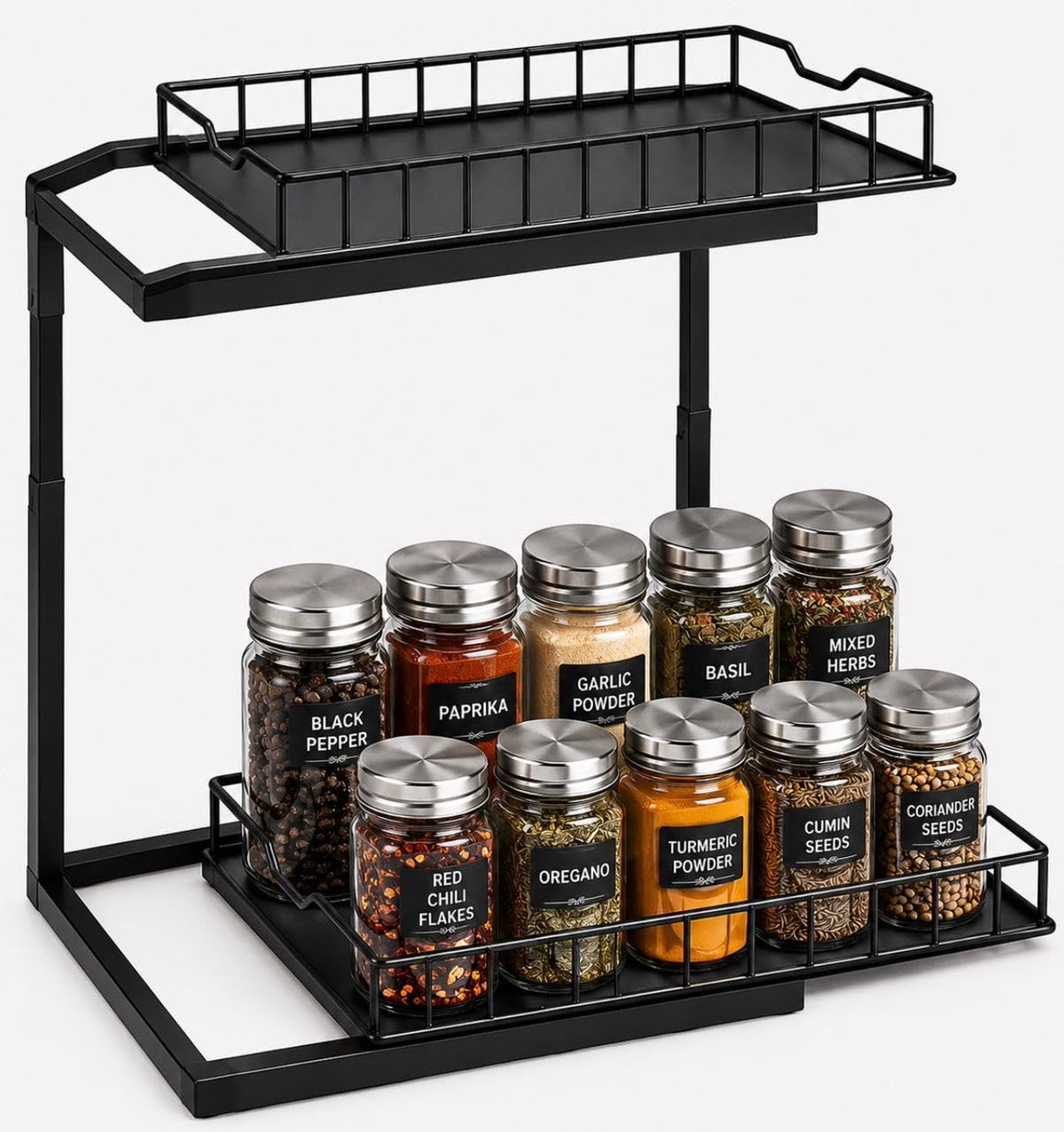 Downtown 2 Tier Under Sink Organizer Rack, Storage Shelf for Bathroom Kitchen Cabinet Cleaning Supplies Toiletries and Household Items