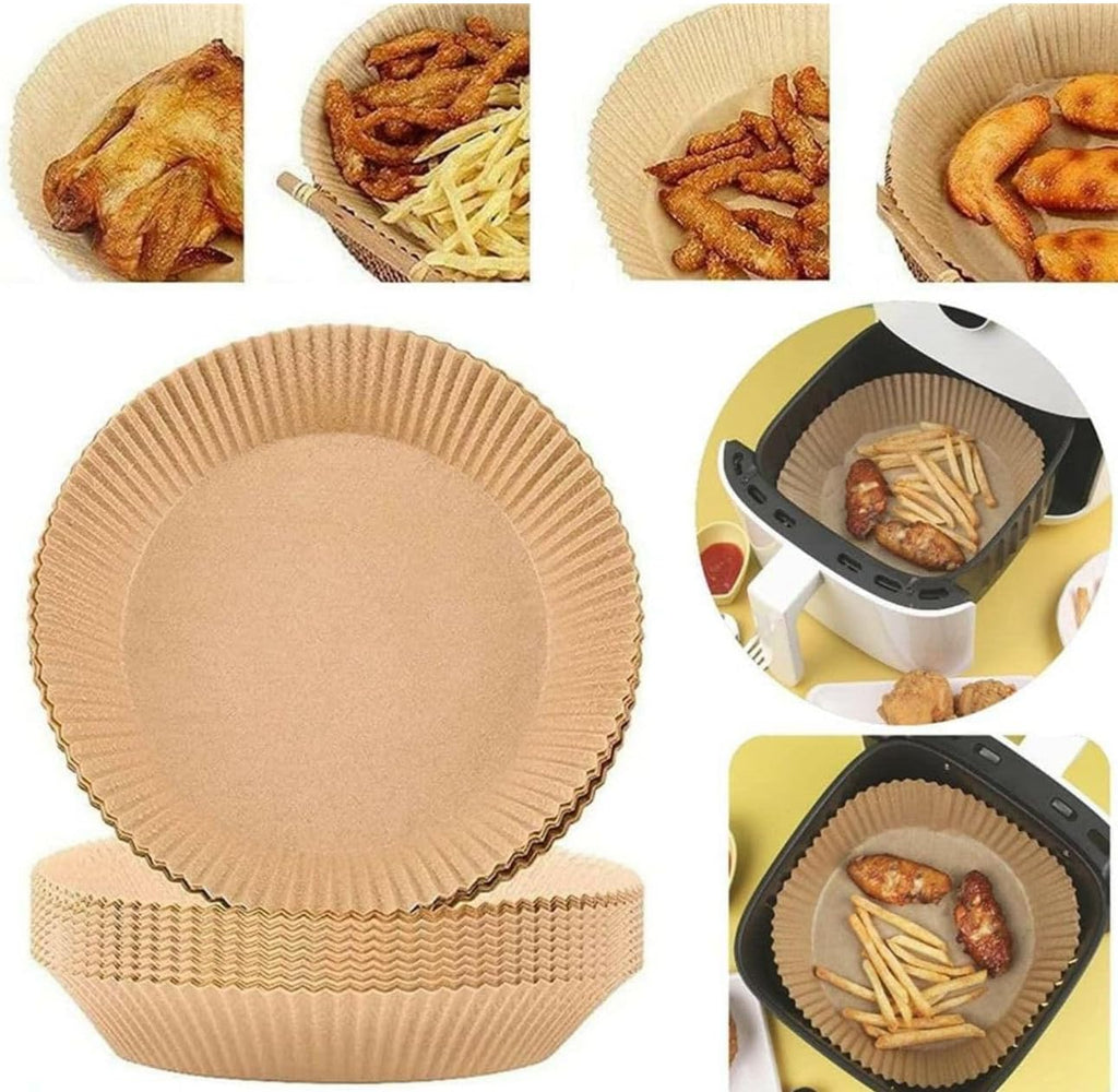 Downtown Air Fryer Disposable Paper Liners 100-Pack, Square Non-Stick Water and Oil-Proof Food Grade Sheets
