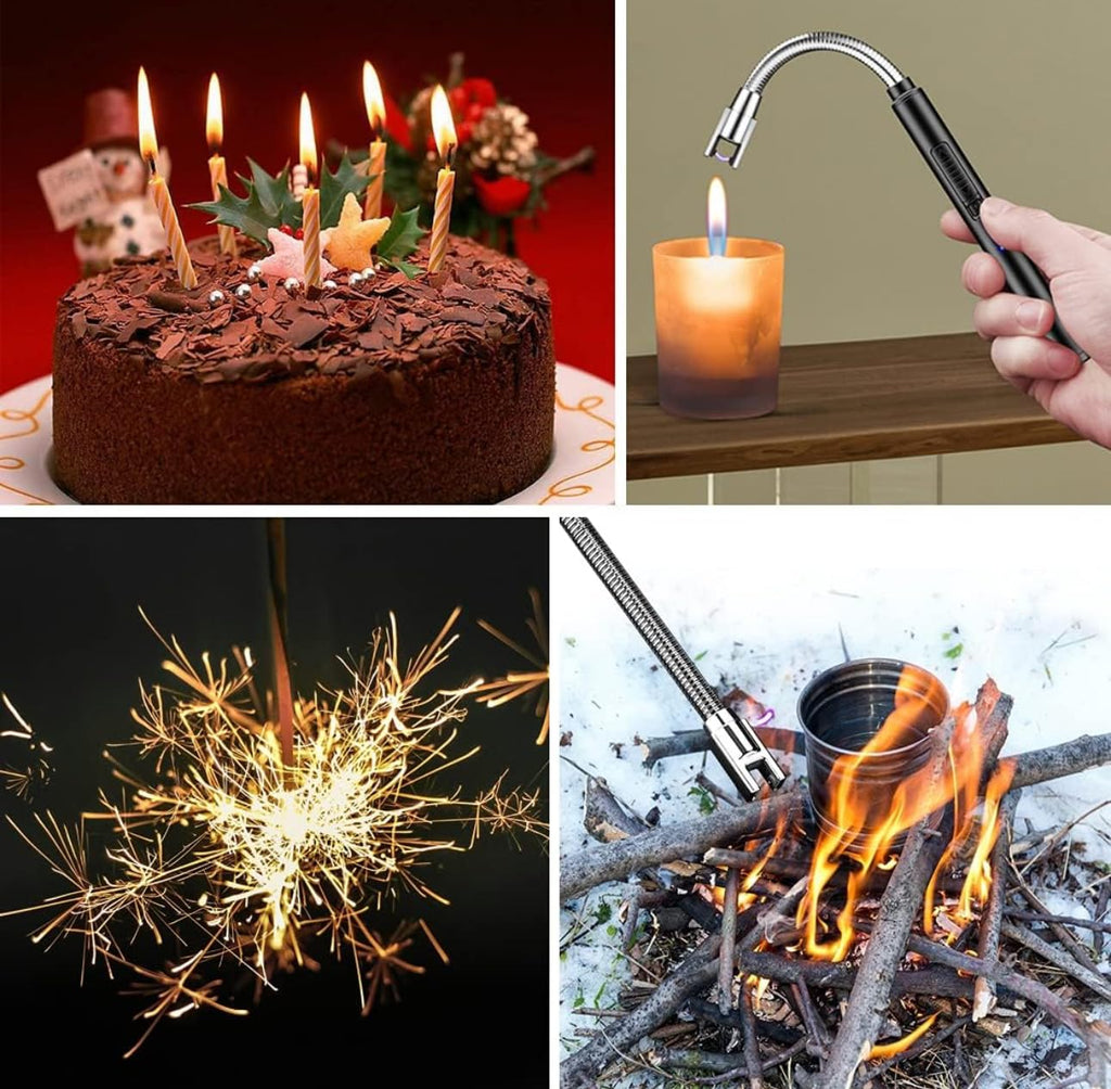 Downtown Electric Arc Lighter for Kitchen, USB Rechargeable Plasma Lighter with Long Flexible Neck, Windproof Flameless Lighter for Gas Stove BBQ Candles and Camping Use