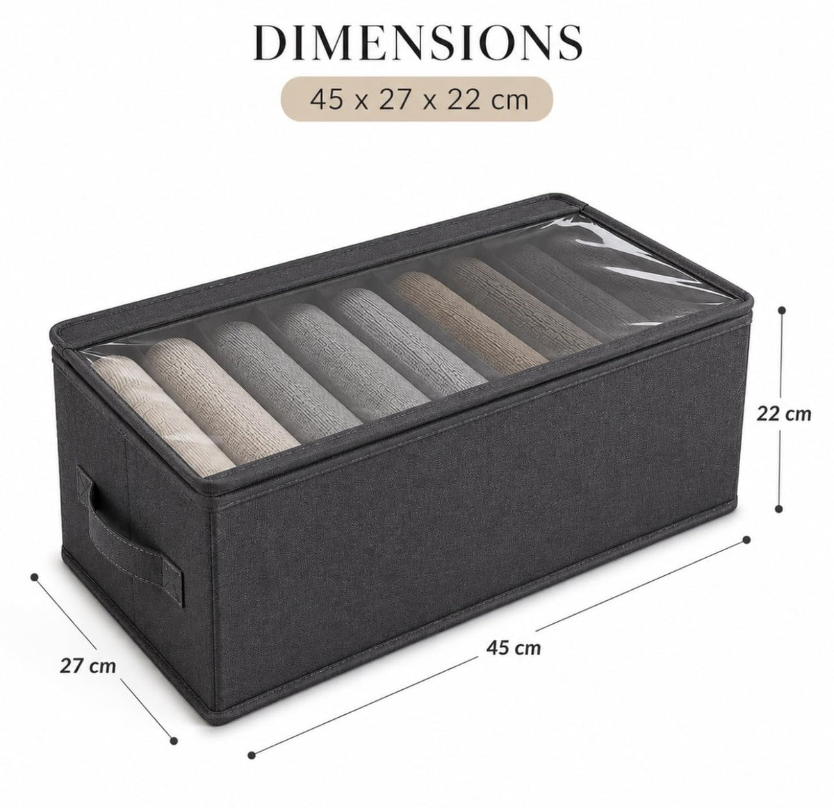 Downtown Foldable Fabric Storage Organizer Box with Handles, Closet Shelf Storage Bin, Lightweight Container for Clothes, Toys and Home Organization