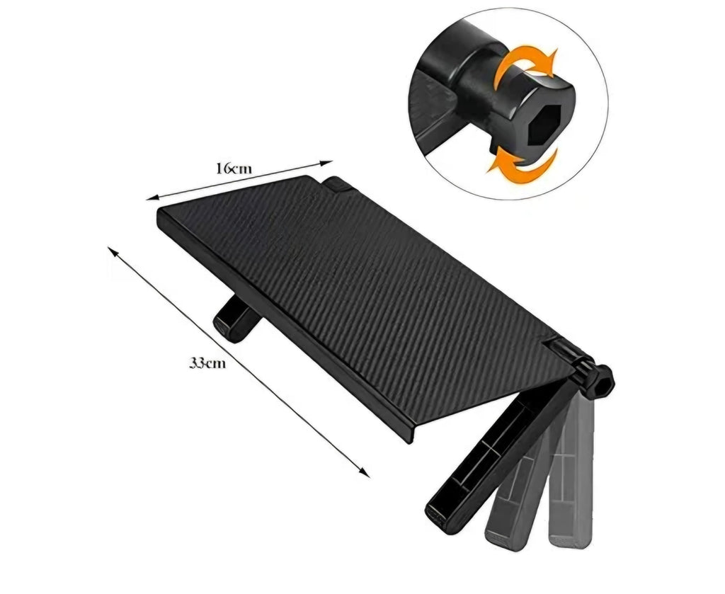 Downtown Adjustable TV Top Shelf Mount, 33 x 16 cm Screen Storage Stand with Non-Slip Grips, Black