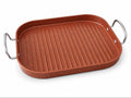Downtown Nonstick Square Grill Pan 30 cm with Handles, Indoor Grill Tray for Meat Fish Vegetables Chicken and Stovetop Cooking