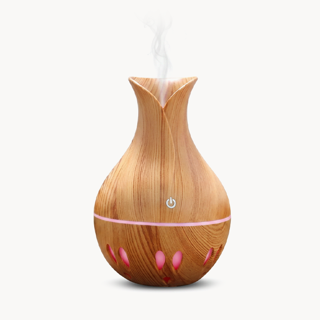Downtown Wooden Electric Air Freshener Humidifier Diffuser, Light Wood Aroma Diffuser with Mist Function, Compact Room Fragrance Device for Home Office and Bedroom
