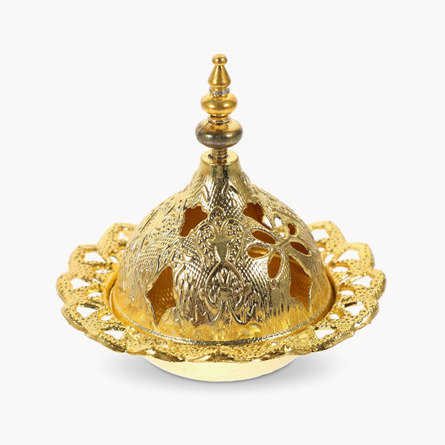 Downtown Vintage Oriental Incense Burner Bowl, Golden Bakhoor Charcoal Holder, Decorative Metal Incense Burner for Home Office Living Room and Ramadan Decor