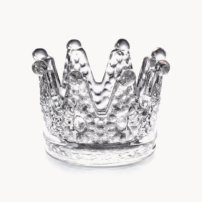 Downtown Decorative Crown Glass Candle Holder, Crystal Tea Light Holder, Clear Elegant Candle Stand for Home Table Wedding Party Living Room and Bedroom Decor