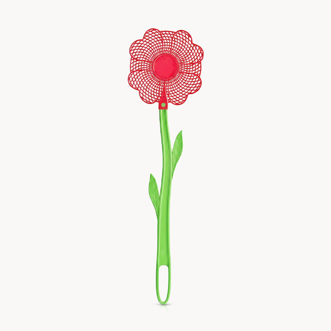 Downtown Decorative Flower Fly Swatter, 45cm Long Handle Insect Swatter with Mesh Head, Durable Lightweight Bug Swatter for Home Kitchen Outdoor and Garden Use