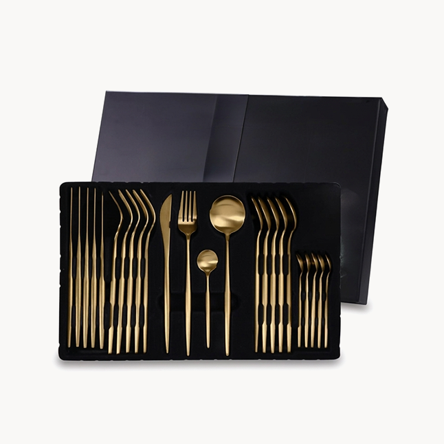 Downtown Gold Stainless Steel Cutlery Set Premium Flatware Set Fork Knife Spoon Dining Set Elegant Kitchen Tableware