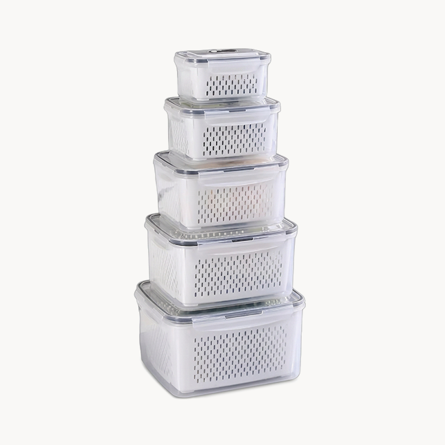 Downtown 10L Food Storage Box with Drain Basket and Lid – Multi Layer Washing and Storage Container for Fruits Vegetables and Meat