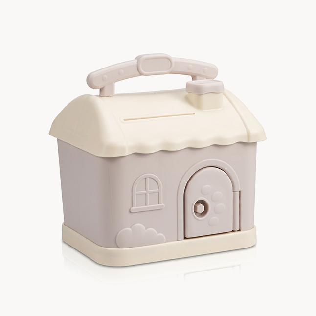 Downtown Kids House Piggy Bank with Lock and Key – Cute Money Saving Box for Coins and Cash Portable Storage Box