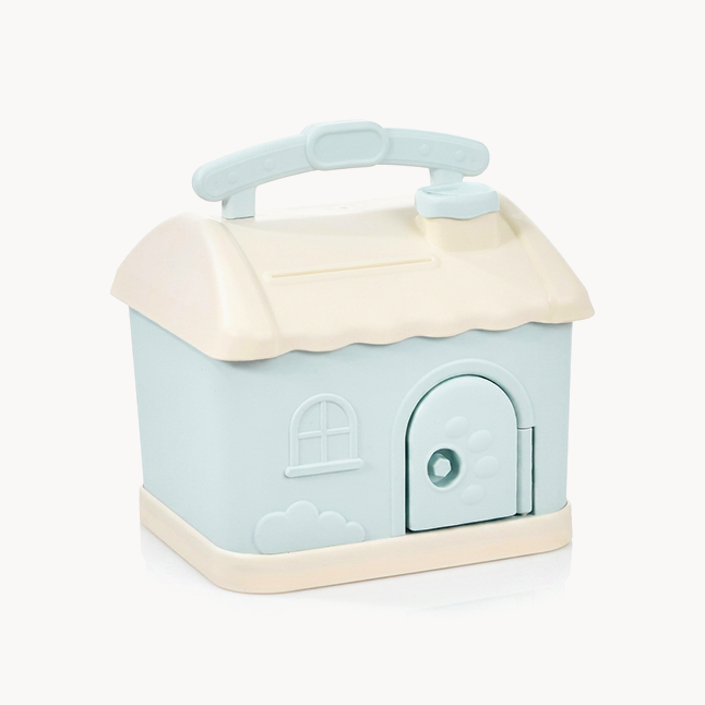 Downtown Kids House Piggy Bank with Lock and Key – Cute Money Saving Box for Coins and Cash Portable Storage Box