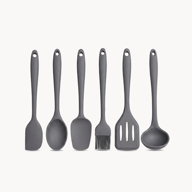 Downtown Silicone Kitchen Utensil Mini Set Grey – Heat Resistant Non Stick Cooking Tools with Hanging Ring