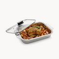 Downtown Stainless Steel Roasting Pan with Lid Large Oven Baking Tray with Rack