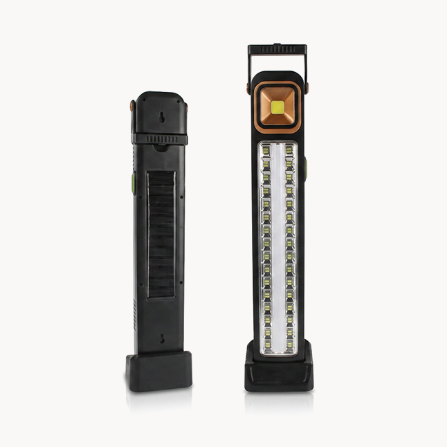 Downtown Solar Powered Emergency LED Work Light – Rechargeable Portable COB Lamp with Dual Light Source Hanging Hook for Camping Garage Power Outage