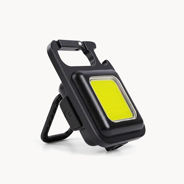 Downtown 800 Lumens Mini Portable Pocket LED Flashlight, Keychain Light with Rechargeable Magnet Base, Multi-Function Small Torch with Built-in Opener and Stand for Emergency Lighting
