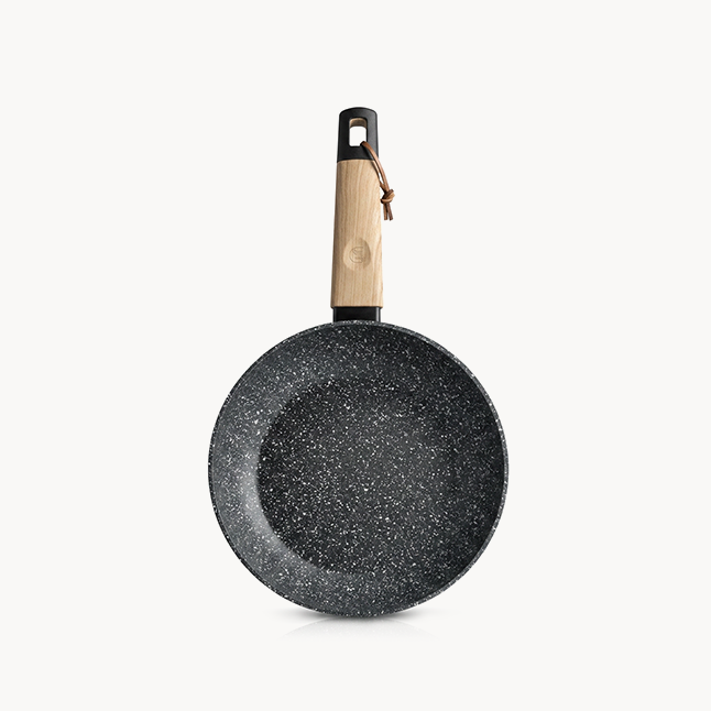 DOWNTOWN Nonstick Granite Frying Pan – Induction Base & Wood-Look Handle, Scratch-Resistant Stone Coating Skillet for Daily Cooking, Easy Clean, PFOA-Free-Granite