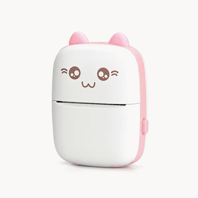 DOWNTOWN Cute Mini Thermal Printer – Inkless Bluetooth, Portable Black & White Printer for Notes, Stickers & Learning Fun (Pink)