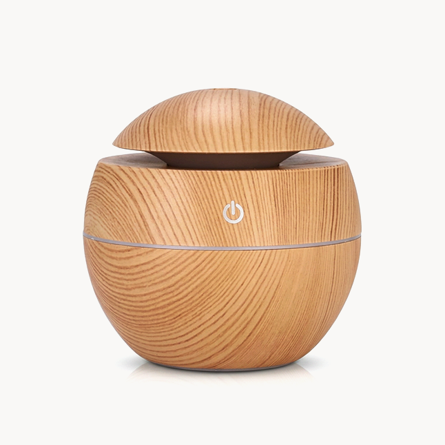 DOWNTOWN Ultrasonic Aroma Diffuser & Air Humidifier – Wood Grain Essential Oil Diffuser with LED Light, Quiet Operation