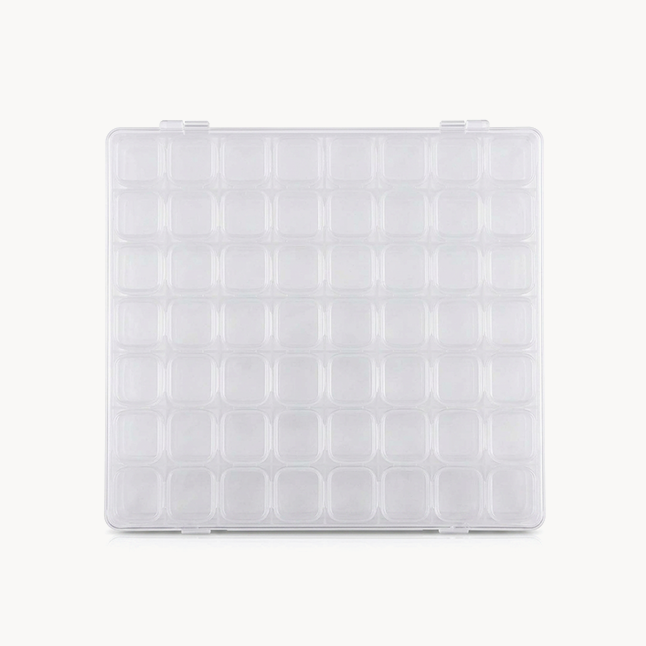 Downtown Clear Plastic Storage Box with 64 Compartments, Multi-Grid Organizer for Jewelry, Beads, Small Parts, and Craft Supplies