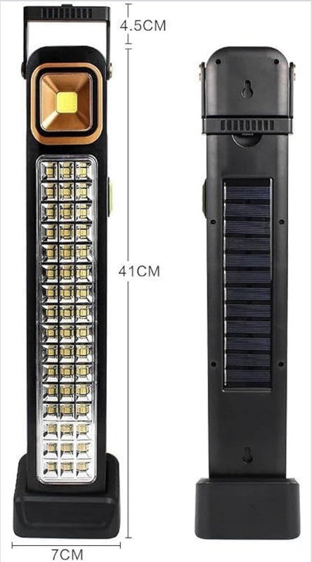 Downtown Solar Powered Emergency LED Work Light – Rechargeable Portable COB Lamp with Dual Light Source Hanging Hook for Camping Garage Power Outage