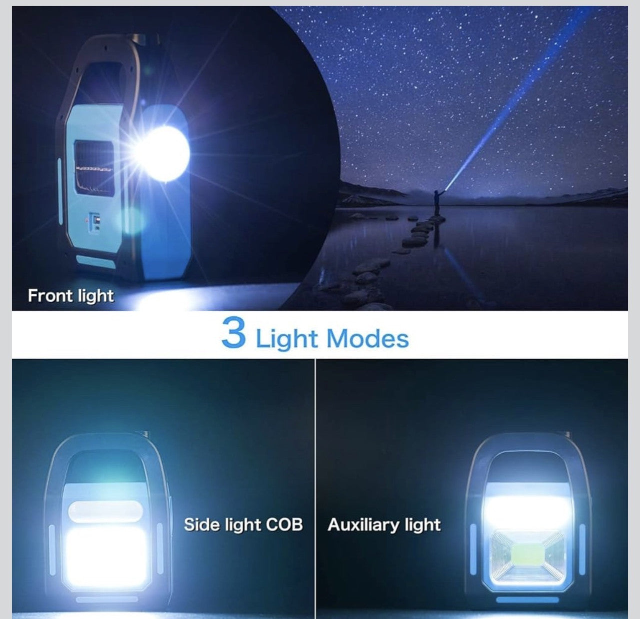 Downtown Rechargeable LED Camping Lantern with Power Bank and Flashlight – Portable Multi Function Emergency Light with USB Charging