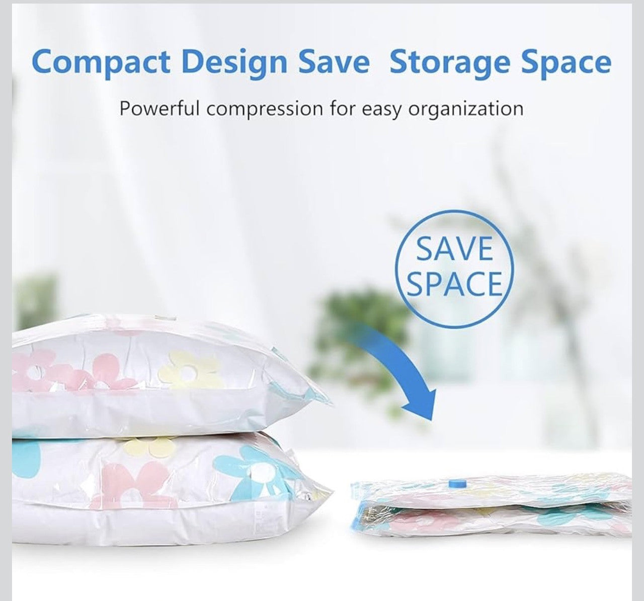 Downtown Vacuum Storage Bags Set with Hand Pump Mixed Sizes Space Saving Compression Bags