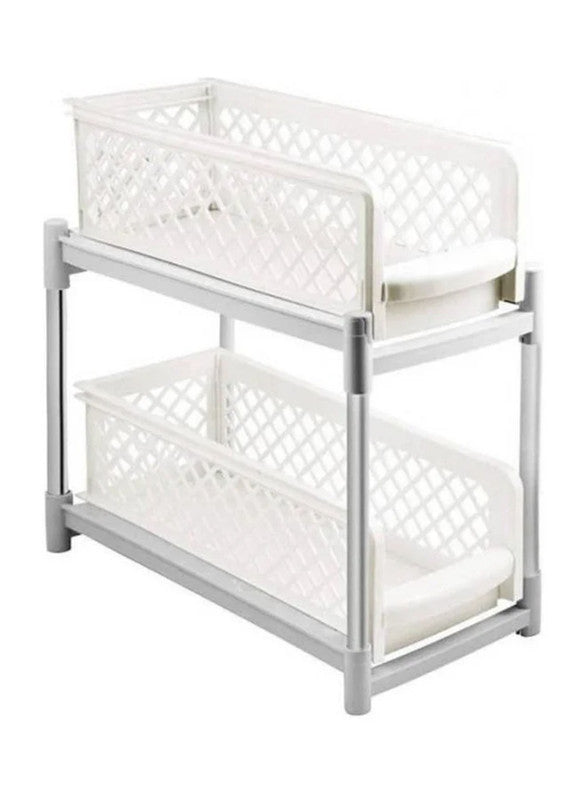 Downtown 2 Tier Sliding Basket Organizer Under Sink Storage Rack Pull Out Kitchen Bathroom Shelf