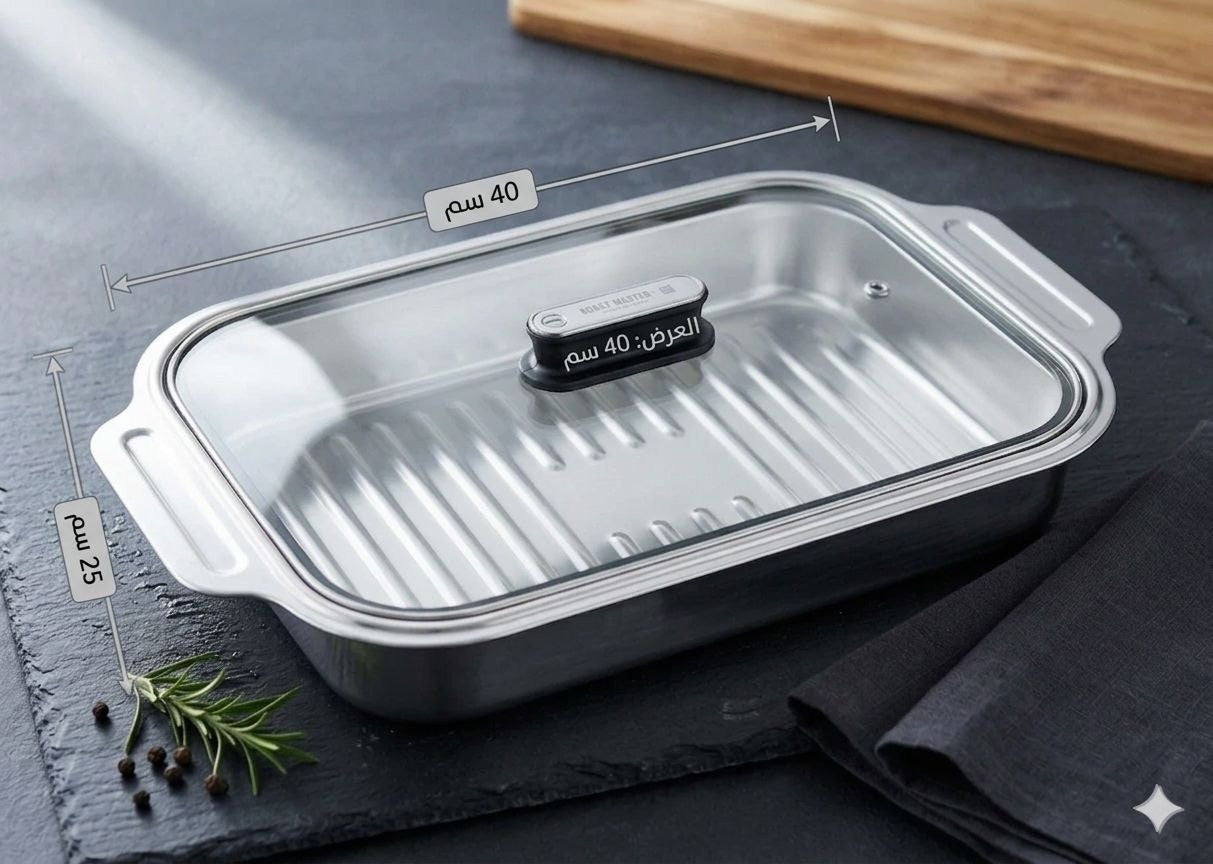 Downtown Stainless Steel Roasting Pan with Lid Large Oven Baking Tray with Rack