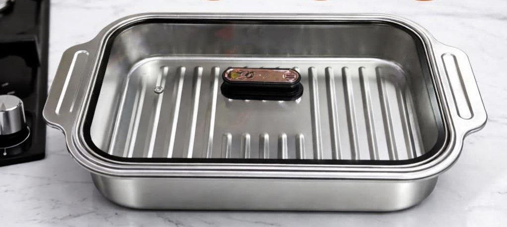 Downtown Stainless Steel Roasting Pan with Lid Large Oven Baking Tray with Rack