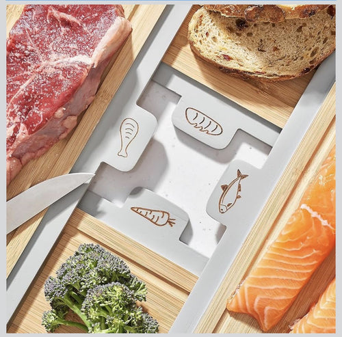 Downtown Bamboo Cutting Board Set with Stand (4 PCS) Kitchen Chopping Boards Set for Meat Vegetables Bread with Holder Storage Rack