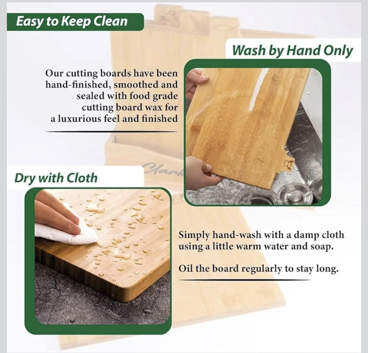 Downtown Bamboo Cutting Board Set with Stand (4 PCS) Kitchen Chopping Boards Set for Meat Vegetables Bread with Holder Storage Rack